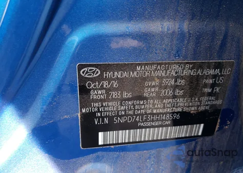 2017 Hyundai Elantra Se из США, поврежденный, VIN 5NPD74LF3HH148596